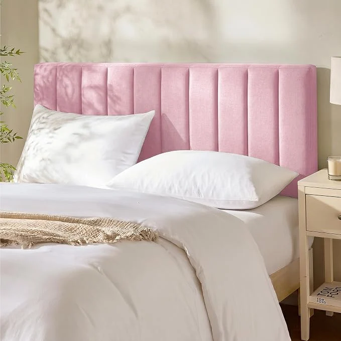 Fine Hearth amp Harbor Wall Mounted Full Headboard Only Bed Headboard Full Size Easy Assemble Floating Peel and Stick Upholstered Channel Stitched 3D Wall Panels 5 Strips of 3M Tape Included Pink Sustainable