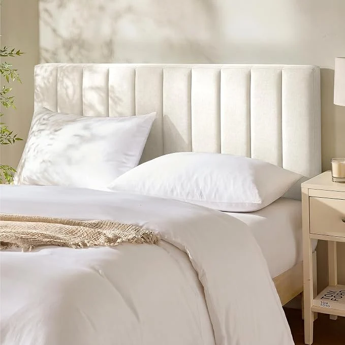 Easy-to-Use Hearth amp Harbor Wall Mounted King Headboard Only Bed Headboard King Size Easy Assemble Floating Peel amp Stick Upholstered Channel Stitched 3D Wall Panels 5 Strips of 3M Tape Included Off White First-Class