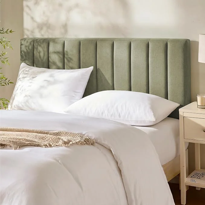 Stylish Hearth amp Harbor Wall Mounted King Headboard Only Bed Headboard King Size Easy Assemble Floating Peel amp Stick Upholstered Channel Stitched 3D Wall Panels 5 Strips of 3M Tape Included Olive Green