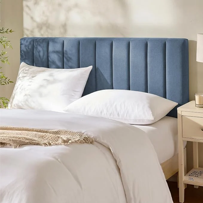 Responsible Hearth amp Harbor Wall Mounted Full Headboard Only Bed Headboard Full Size Easy Assemble Floating Peel and Stick Upholstered Channel Stitched 3D Wall Panels 5 Strips of 3M Tape Included Blue Healthy