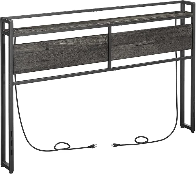 Organic HOOBRO Headboard Queen Size Headboard with 2 Outlets and 4 USB Ports Adjustable Height Storage Rack Sturdy and Stable Easy Assembly Charcoal Gray and Black Innovative