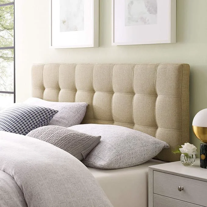 Consistent Modway Lily Tufted Linen Fabric Upholstered Full Headboard in Beige Pure