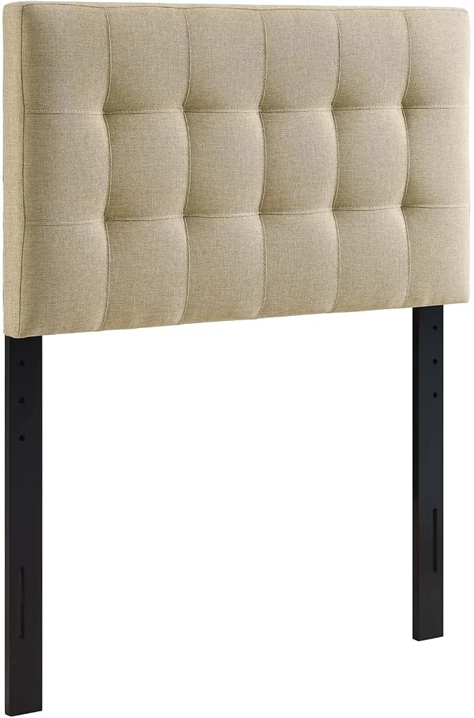 World-Class Modway Lily Tufted Linen Fabric Upholstered Twin Headboard in Beige Exclusive