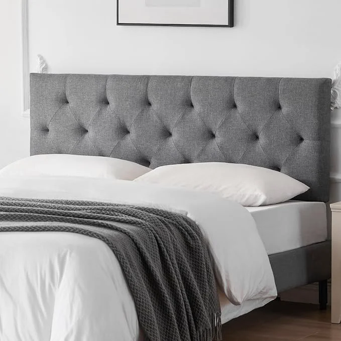Reusable Linen Headboard Twin Size Adjustable Height Headboard 37-51 in Light Gray Diamond Tufting Solid Wood Twin XL Headboards Only Durable Metal Legs Upholstered Twin Head Board for Dorm Bed Frame Crafted