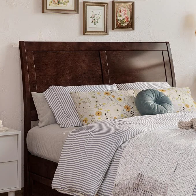 Stylish AFI Portland Full Sleigh Solid Wood Panel Headboard Walnut Elite