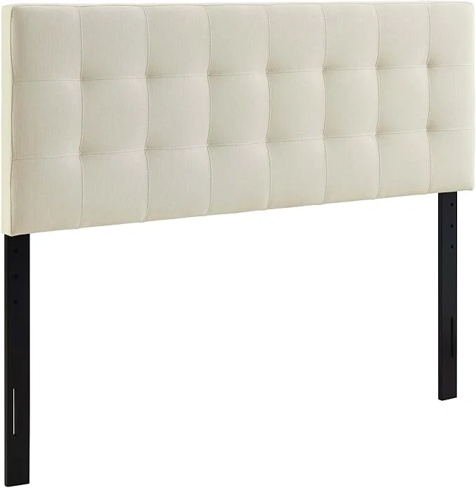 Enhanced Modway Lily Tufted Linen Fabric Upholstered King Headboard in Ivory High-Grade