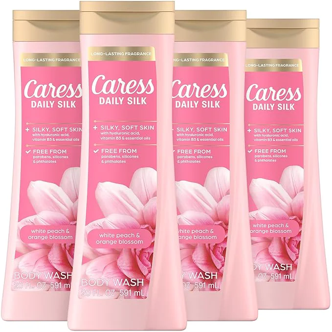 World-Class Caress Body Wash for Women Daily Silk White Peach Orange Blossom Shower Gel Sustainable