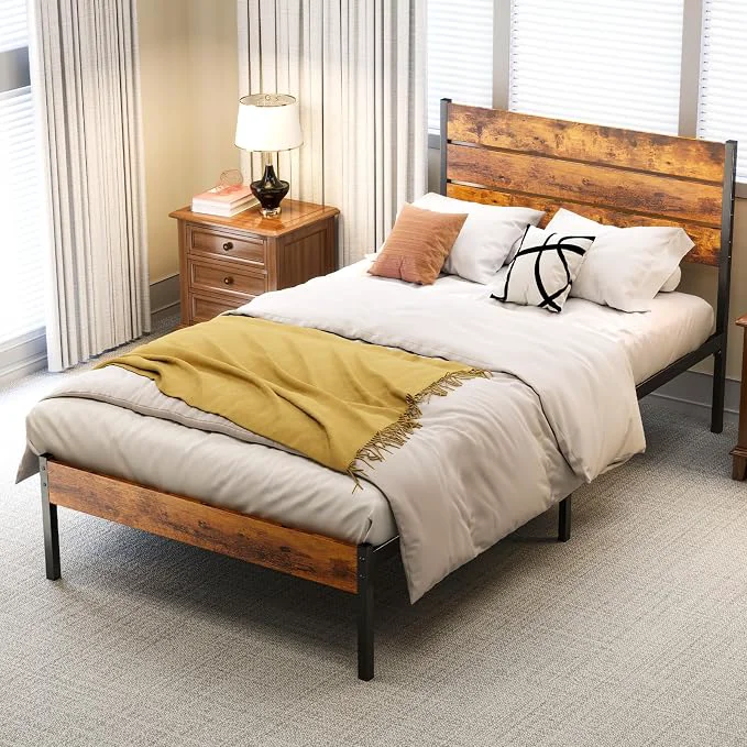 Trusted OLIXIS Twin Size Metal Platform Bed Frame – Mattress Foundation with Headboard and and Footboard No Box Spring Needed with 700LBS Sturdy Wooden Slats Support Noise Easy Assembly Top-Quality