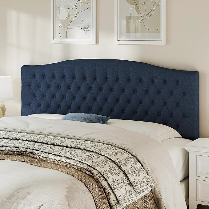 Easy-to-Use King Headboard Only Upholstered Headboard for Adjustable Bed Linen Tufted Cal King Size Wall Mounted Head Board with Solid Wood Legs Head Board Navy Blue Top-Quality