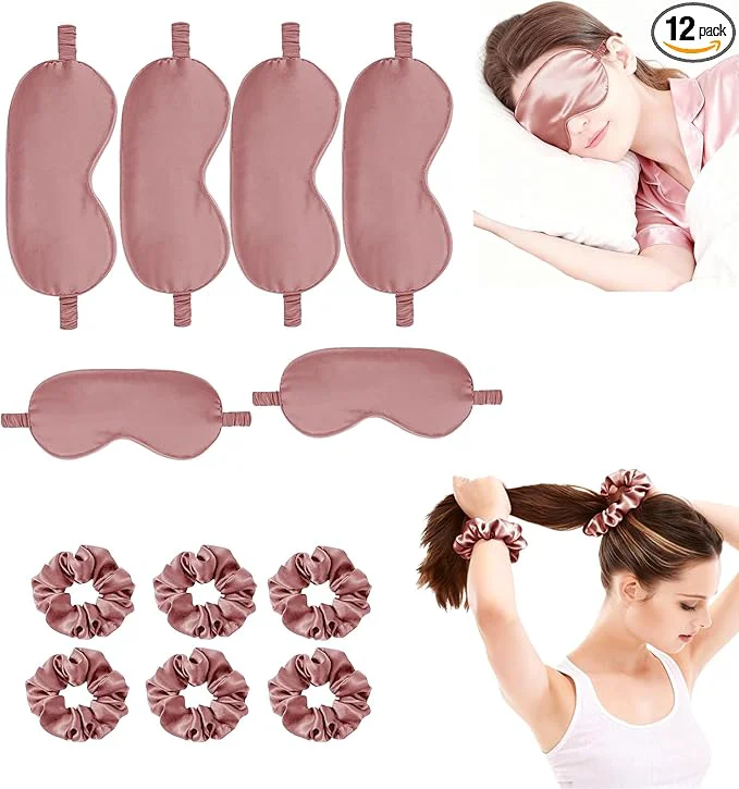 Environmentally Friendly 12Pcs Silk Sleep Masks Satin Eye Mask Silky Eyes Cover Blindfold Eyeshade Hair Trendy
