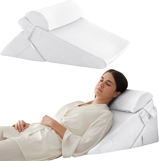 Minimalist 3Pcs Orthopedic Bed Wedge Pillow Set Foam Wedge Pillow Post Surgery for Back Leg and Knee Support Adjustable 9 amp 12 Inch Folding Triangle Pillow for Sleeping Acid Reflux Snoring White Verified