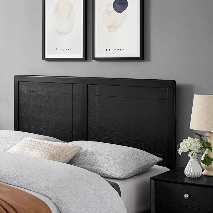 Premium Material Modway MOD-6220-BLK Archie Twin Wood Headboard Black High-Performance