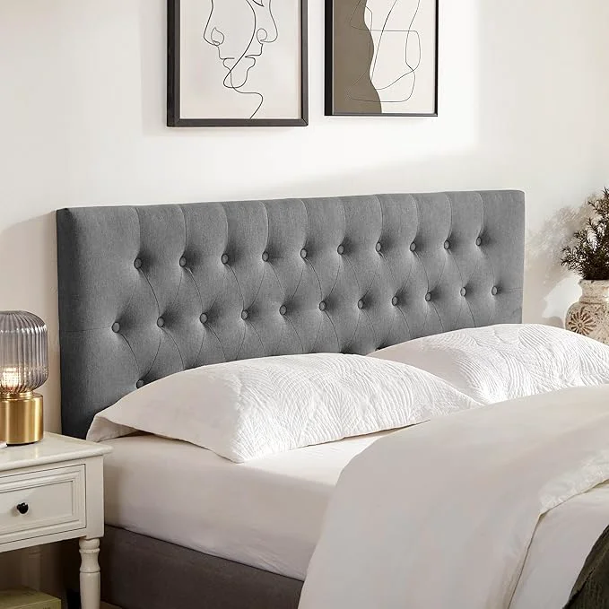 Outstanding Upholstered Headboard California King Adjustable Height 37 39 39 – 51 39 39 Gray Sturdy Durable Solid Wood Bed Headboard Tufted Fabric California King Headboard Modern Button Diamond Design Head Board High-Quality