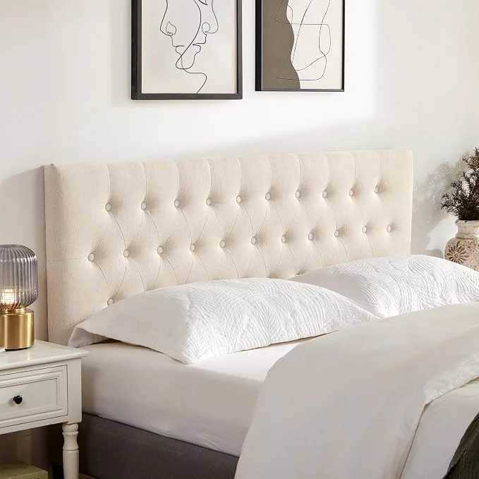 Fast Upholstered Headboard California King Adjustable Height 37 39 39 – 51 39 39 Beige Sturdy Durable Solid Wood Bed Headboard Tufted Fabric California King Headboard Modern Button Diamond Design Head Board Clean