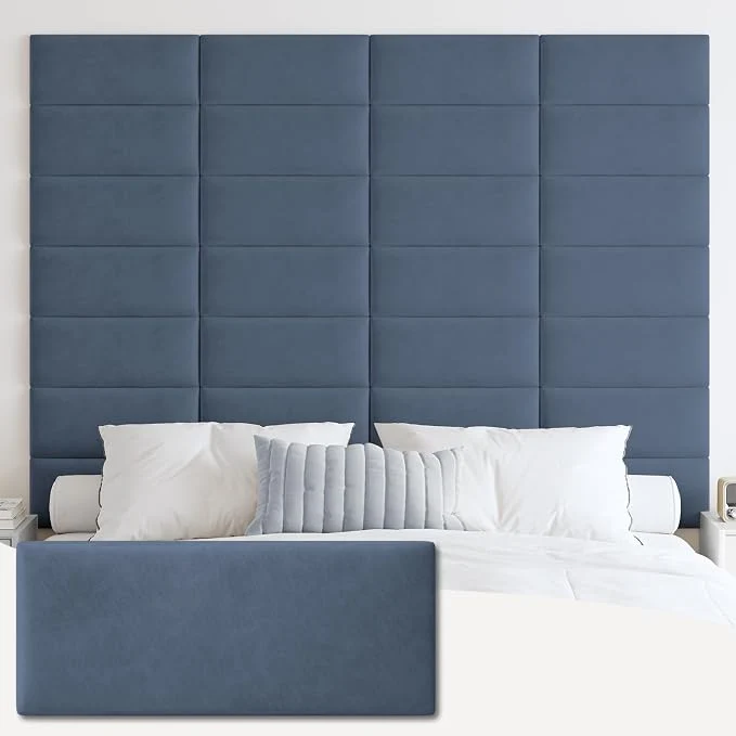 World-Class IFNOW Wall Mounted Headboard Peel and Stick Panels Navy Blue Queen Upholstered 3D Soundproof Acoustic Panels Reusable and Removable Padded Leather Bed Headboard 9 Panels 9.84 quot x 23.62 quot Crafted