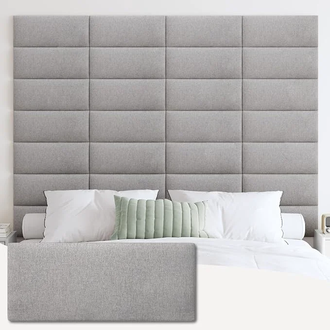 First-Class IFNOW Wall Mounted Headboard Peel and Stick Panels Medium Gray Queen 3D Soundproof Acoustic Padding Reusable and Removable Tufted fabric Bed Headboard for bedroom 9 Panels 10 quot x 24 quot Organic