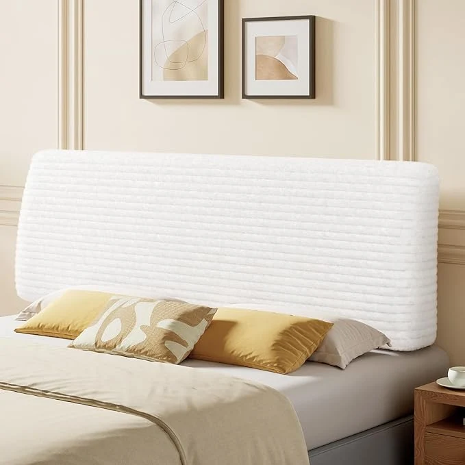 Enhanced 4.7 quot Upholstered Headboard for Queen Size Bed Height Adjustable and Ergonomic Headboard Easy Assemble Sturdy and Durable Corduroy White High-End