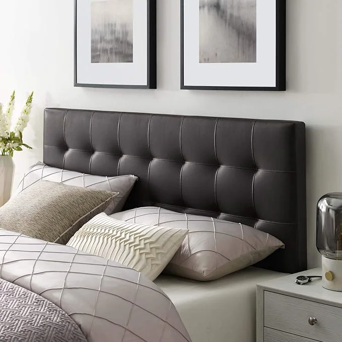 Safe Modway Lily Tufted Faux Leather Upholstered Full Headboard in Brown Expertly Made