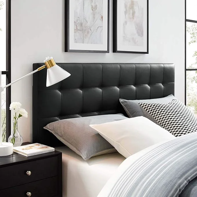 Breathable Modway Lily Tufted Faux Leather Upholstered King Headboard in Black Casual