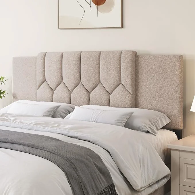 Long-Lasting Upholstered Tufted Headboard 3 in 1 Headboard for Full Queen King Size Bed Height amp Width Adjustable Head Board Attach Frame Study amp Comfortable I for Bedroom Dorm Guest Room Beige Pure