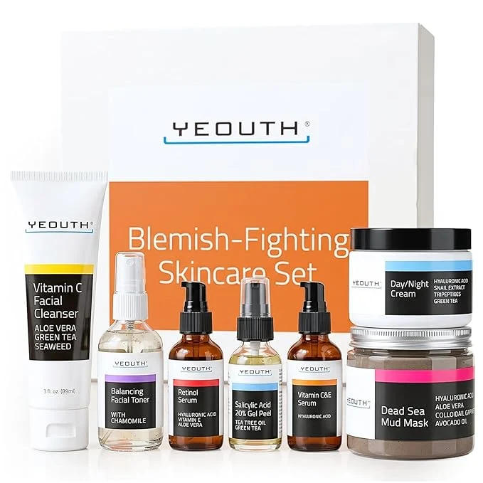 Contemporary YEOUTH Skin Care Set Vitamin C Face Wash Vitamin C Retinol Serum Face Cream Efficient