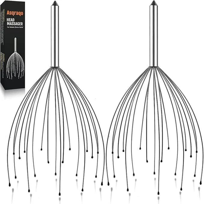 Versatile Asqraqo Stocking Stuffers 2 Pack Scalp Massagers 20 Fingers Hand-held Massage Safe