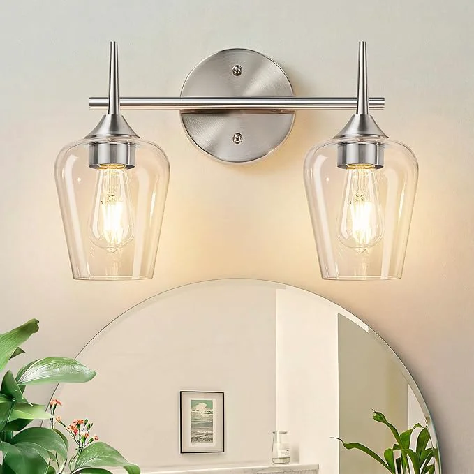 Convenient MOKATNG 2-Light Bathroom Light Fixtures Brushed Nickel Vanity Lights Prestigious