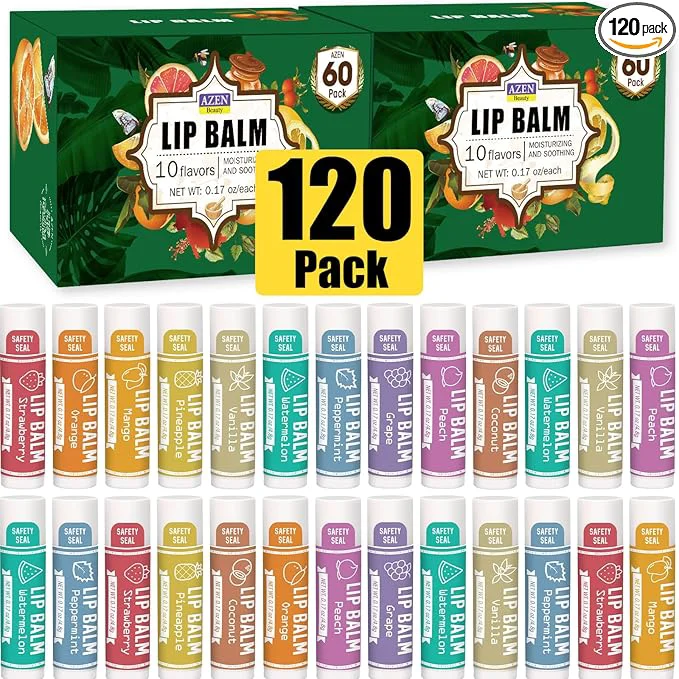 Comfortable AZEN 120 Pack Lip Balm Natural Lip Balm Bulk Lip Care Product Moisturizing High-Grade