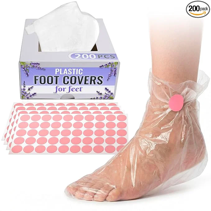 Exceptional 200 Pcs Plastic Socks for Moisturizing Feet – Leak-Proof Foot Gloves for Natural