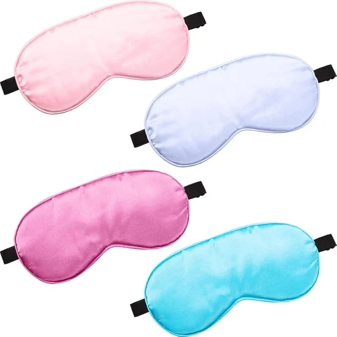 Comfortable BBTO 4 Pcs Silk Sleep Eye Masks Smooth Soft Satin Eye Covers Casual