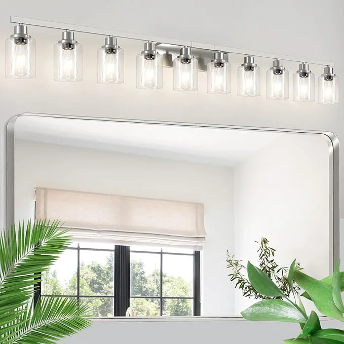 Flexible Brushed Nickel Bathroom Vanity Light 10-Light Vanity Lights Functional