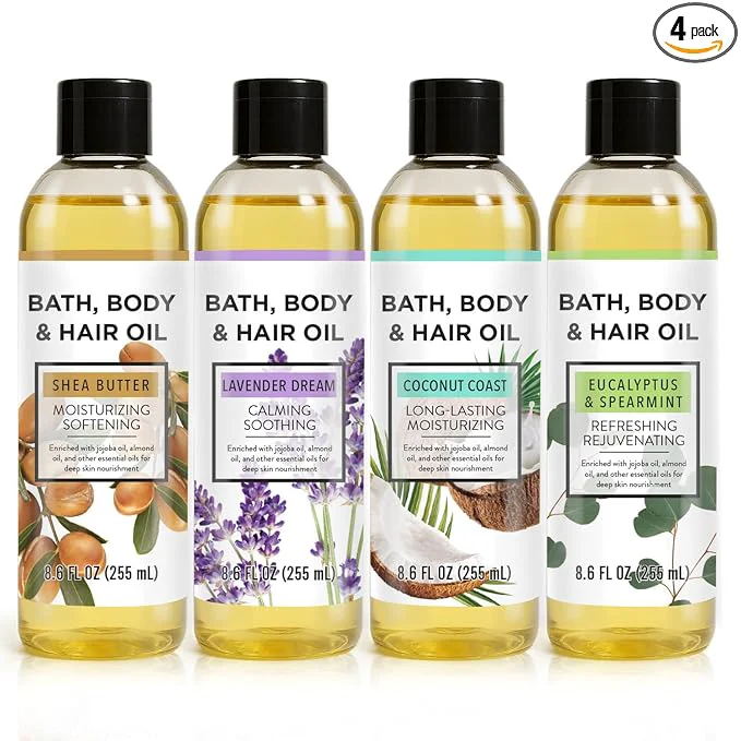 Certified Bath Oil Body Oil with Shea Butter Eucalyptus Mint Coconut Scent Bath Oils Natural