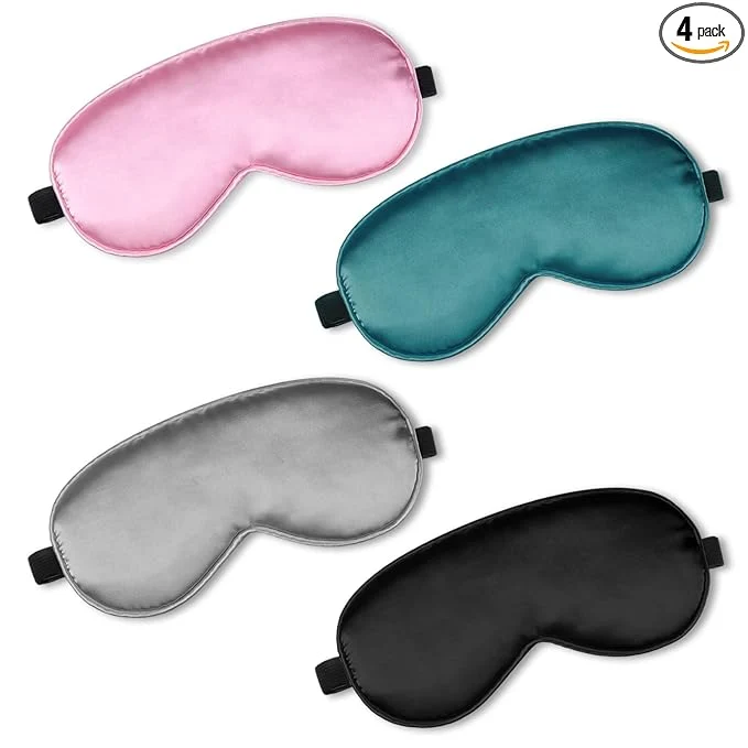 Recyclable BBTO 4 Pcs Silk Sleep Eye Masks Smooth Soft Satin Eye Covers High-Grade