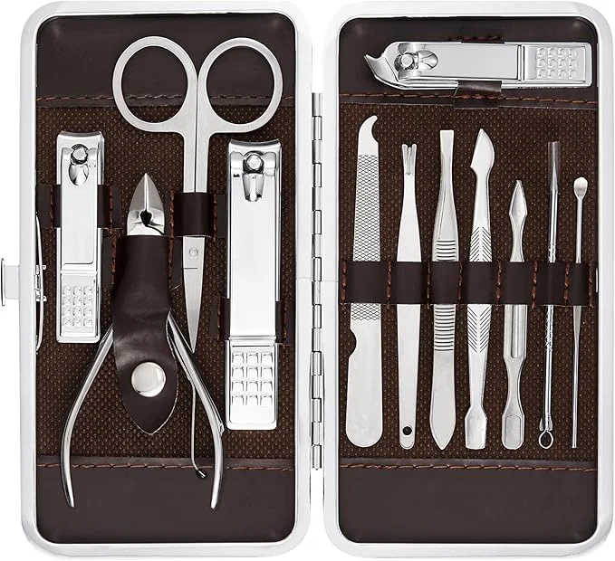 Optimized Professional Manicure and Pedicure Kit 12-Piece Premium Grooming Set Healthy