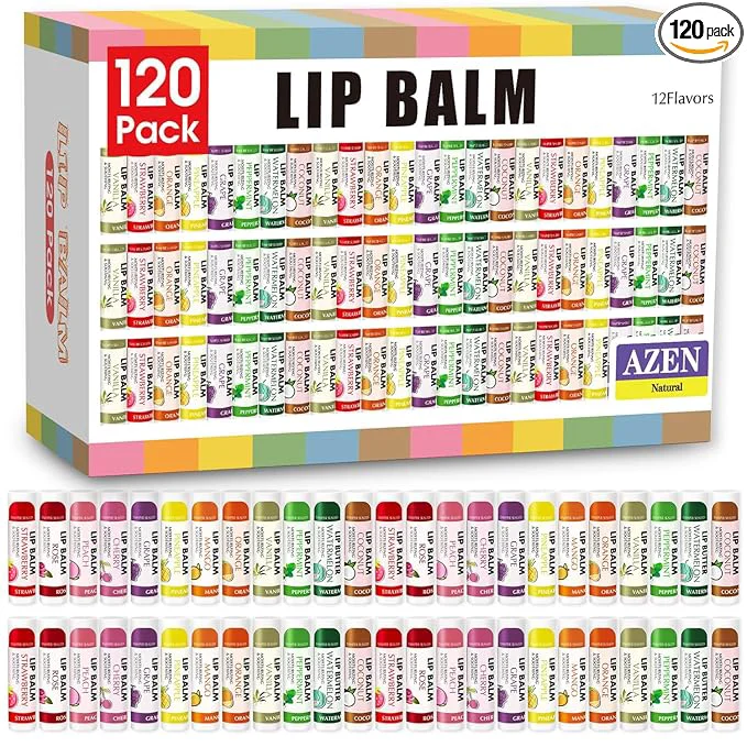Pure AZEN 120 Pack Lip Balm Bulk Moisturizing Lip Balms Relaxed