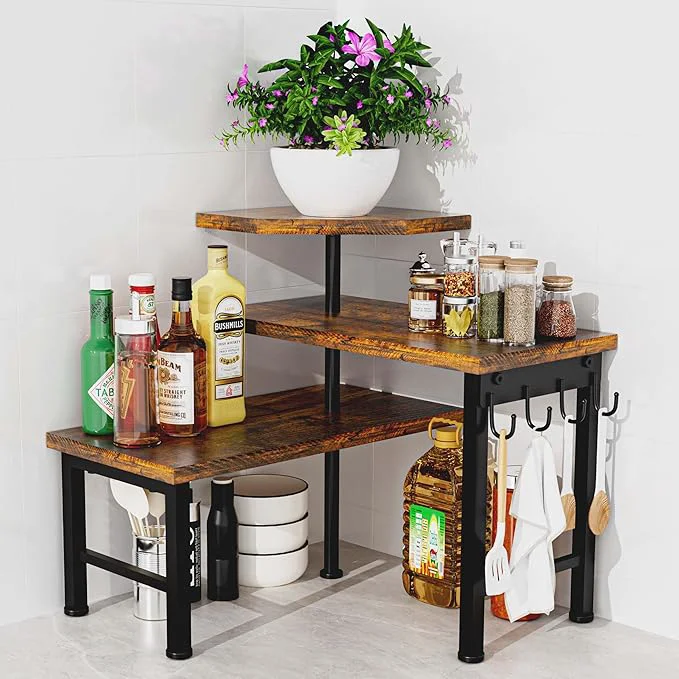Official Kitchen Countertop Organizer 3 Tier Moveable Corner Shelf Kitchen Shelf Stylish