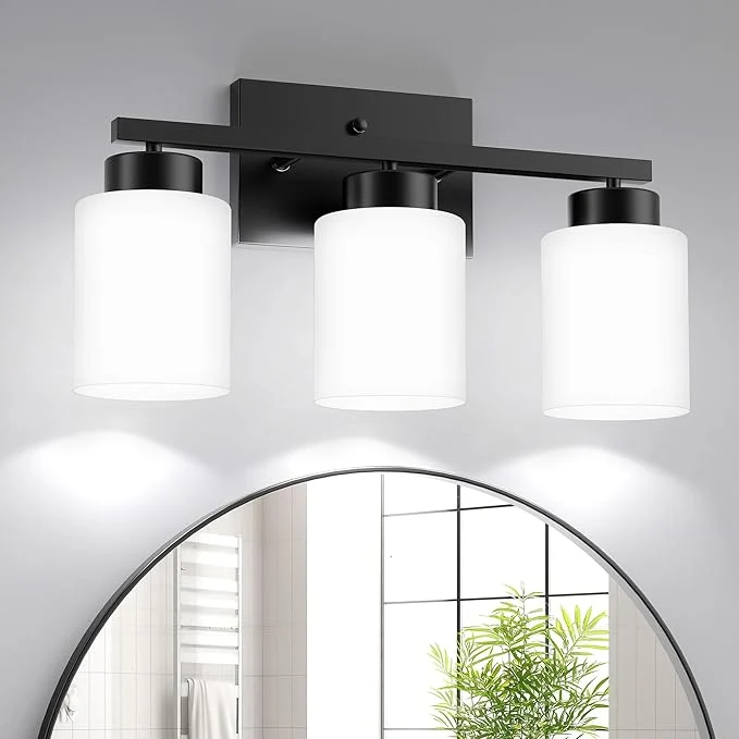 Premium Material PARTPHONER 3-Light Matte Black Bathroom Light Fixtures Modern Vanity Light Elegant