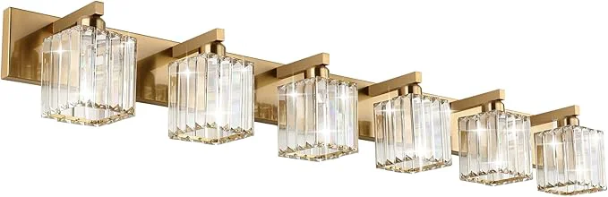 Smart Aipsun Bathroom Vanity Light Brass Crystal Vanity Lighting Fixtures 6 Light Innovative