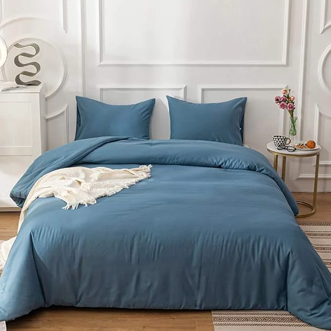 Versatile CLOTHKNOW Blue Comforter Set Twin Twin XL 3Pcs Lake Blue Bedding Comforter Sets Grayish Blue Comforter Twin Exceptional