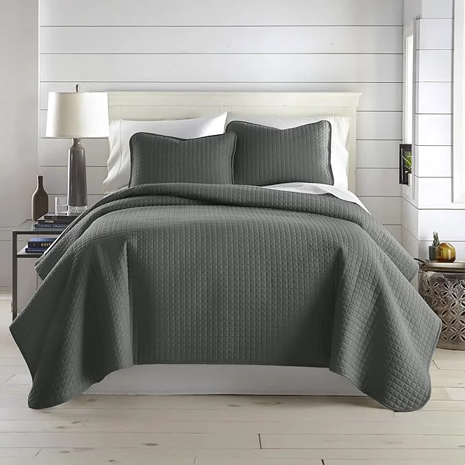 Sustainable Southshore Fine Living Inc. Twin Summer Quilts Set Quilted Grey Bedspread Twin XL Quilts with Matching Pillow Sham Soft Microfiber Lightweight Quilt Coverlet Set Easy Care Slate Grey Superior