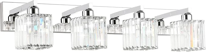 Pure Aipsun Bathroom Light Fixtures Crystal Modern Vanity Lighting Fixtures 4 Light Smart