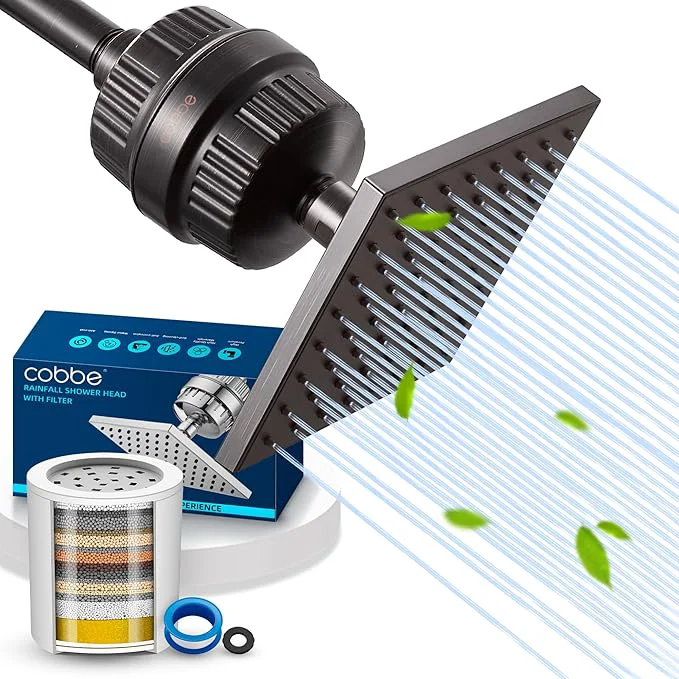 Elegant Cobbe High Pressure Filtered Shower Head Combo Rain Shower Head Easy-to-Use