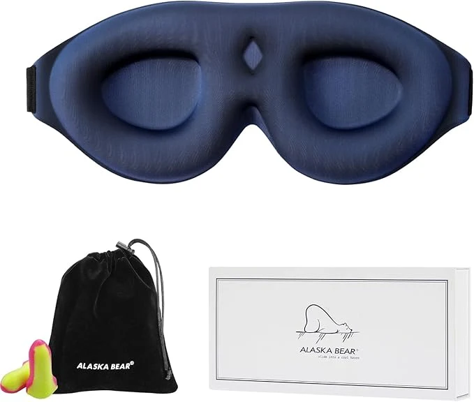Unique ALASKA BEAR Blackout Sleep Mask Most Comfortable Contoured Eye Cups and Exceptional