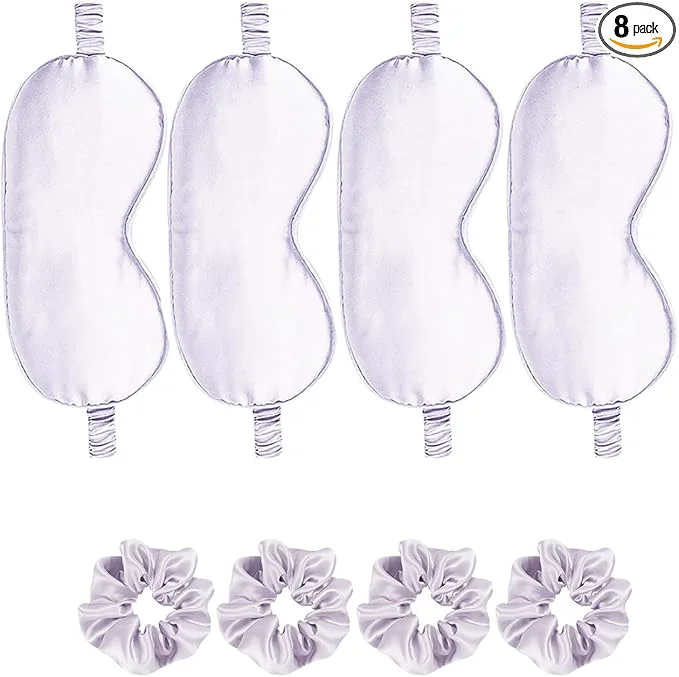Professional Satin Eye Mask 8Pcs Silk Sleep Masks Silky Blindfold Eyeshade Blackout Eyes Durable