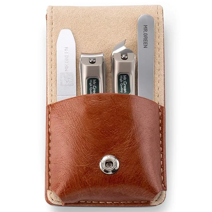 Crafted MR.GREEN Nail Clipper 4Pcs Set Stainless Steel Manicure Pedicure Set Medical Premium