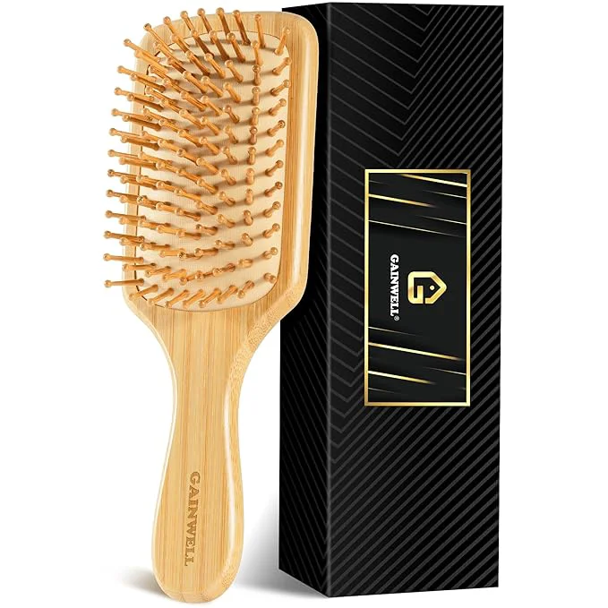 Relaxed GAINWELL Bamboo Hair Brush for Hair Growth Natural Bamboo Bristles Detangling Genuine