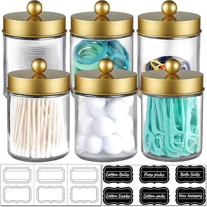 Reliable Amolliar 6Pc Apothecary Jars Bathroom Vanity Organizer- Rustic Farmhouse Decor Durable