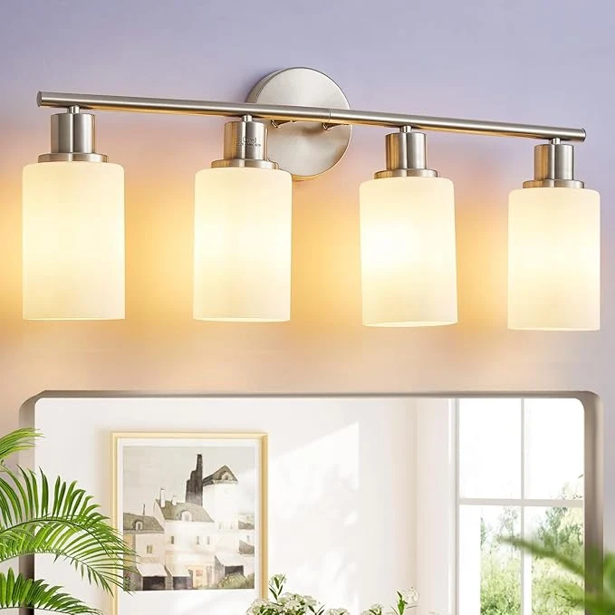 Effective DLLT 4-Light Bathroom Light Fixtures Nickel Modern Vanity Lights User-Friendly