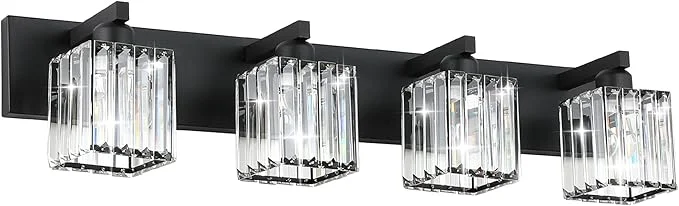 Premium Material Aipsun Black Light Fixtures Bathroom Vanity Light Crystal Modern Vanity Light Classic