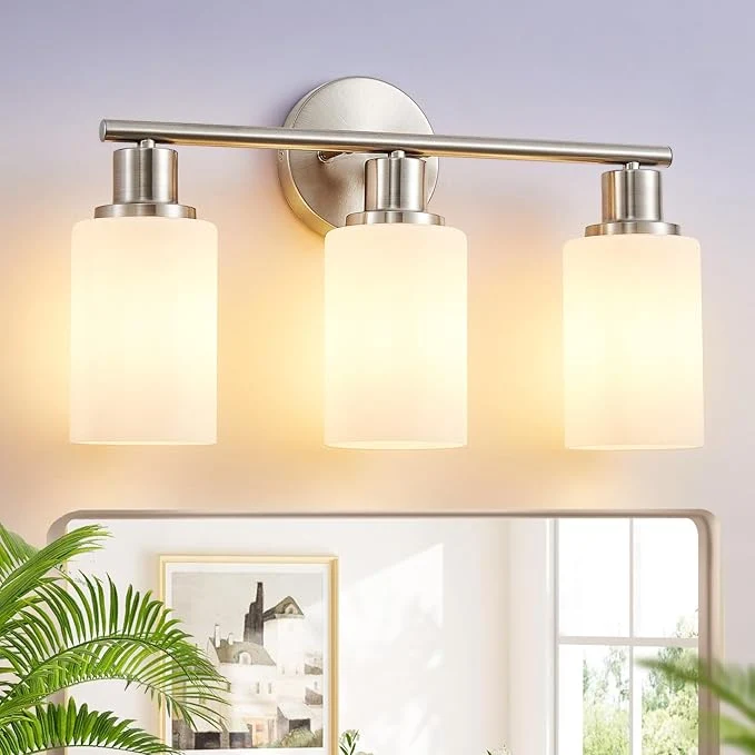 Casual DLLT 3-Light Bathroom Light Fixtures Nickel Modern Vanity Lights Trendy